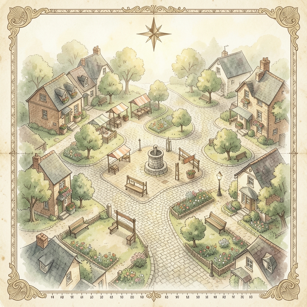 An illustrated map of a friendly neighborhood